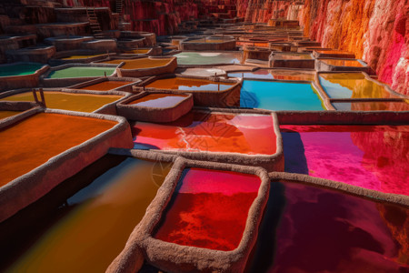 色彩鲜艳的盐矿景观背景图片