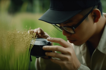 检测水稻的研究人员图片