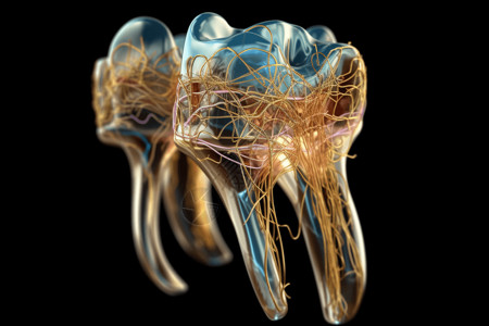 人类肌肉牙齿的神经插画