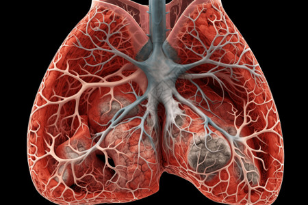 支气管肺炎人肺3D模型插画