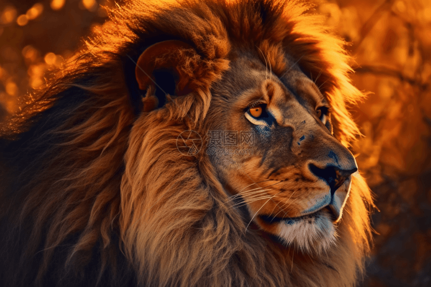 日落下的雄狮图片