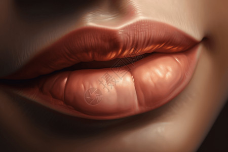嘴唇口红美妆蛋女性唇部线条设计图片