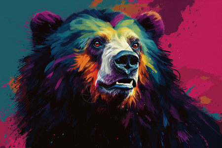 色彩丰富的懒惰熊绘画背景图片