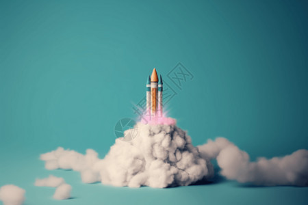 3D卡通火箭发射背景图片