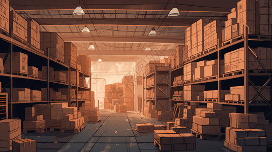 货物堆放堆放货物的仓库插画