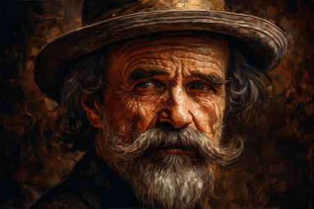 老年男子的油画肖像背景图片