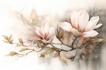 盛开的木兰花背景图片