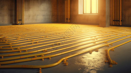 地板安装锤整齐的供暖管道安装设计图片