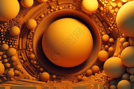 黄色圆形气泡黄色悬浮球设计图片