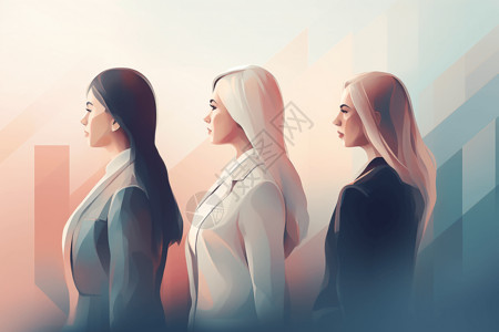 企业家背景专业女企业家视角插画