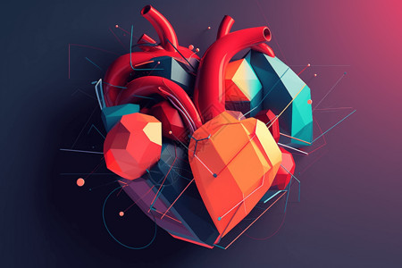 抽象程式化心脏抽象插图图片