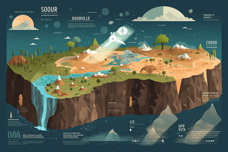 气象节海报可视化地质结构插画