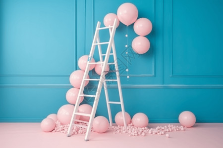 粉色蓝色气球简约马卡龙色浪漫场景背景