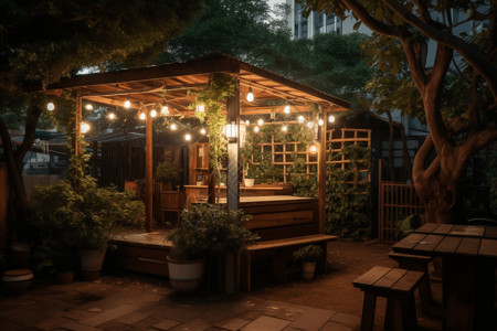 舒适的花园花园咖啡馆高清图片