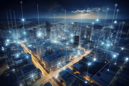 电网调度科技感城市电网设计图片