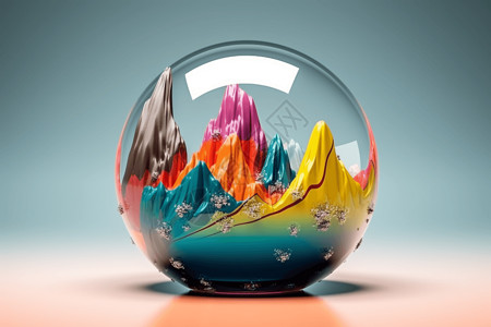彩色山脉的玻璃地球图片