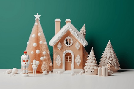 圣诞姜饼屋圣诞立体背景设计图片