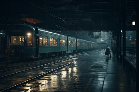 雨天火车站站台图片