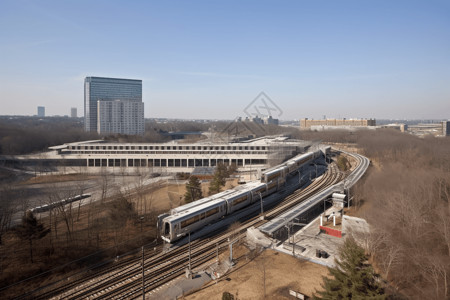 火车铁轨建筑背景图片
