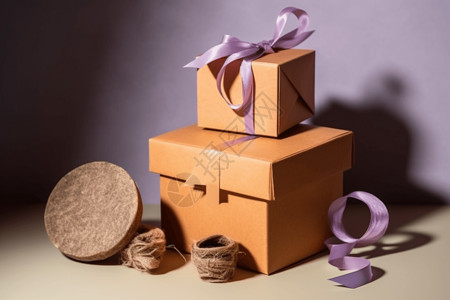 紫色简约线条神秘礼物盒子背景