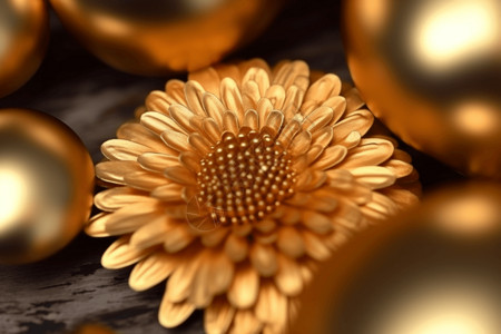 金色花朵镀金材质高清图片
