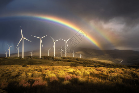 彩虹工程素材一张风电场的照片设计图片