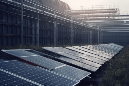重工业区的太阳能电池板背景图片