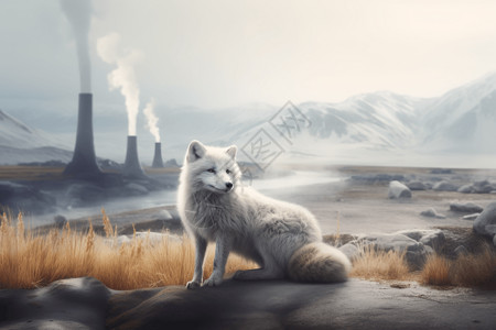 北极狐地热能和野生动物设计图片