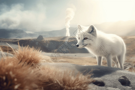 北极狐与地热能图片