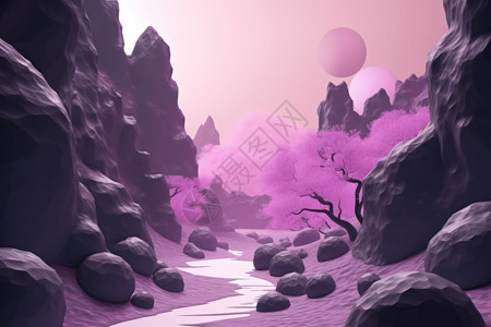 峡谷壁纸神秘风景紫色色调壁纸设计图片