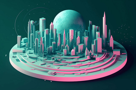 网红艺术中心圆形中心的数字插图城市设计图片