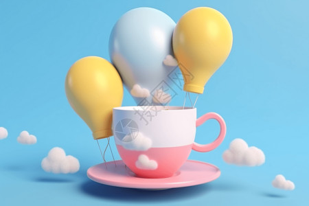 3d气球概念广告3d渲染背景