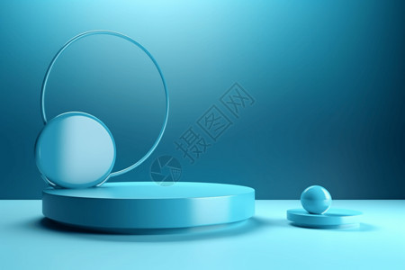 电商3d产品展台蓝色讲台创意3D背景背景