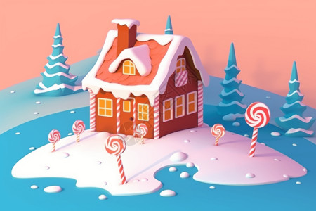 姜饼屋的冬季景观背景图片
