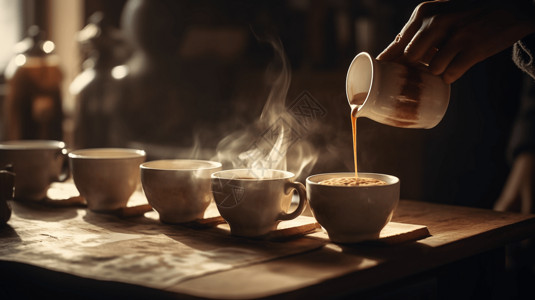 咖啡的香气营造氛围高清图片