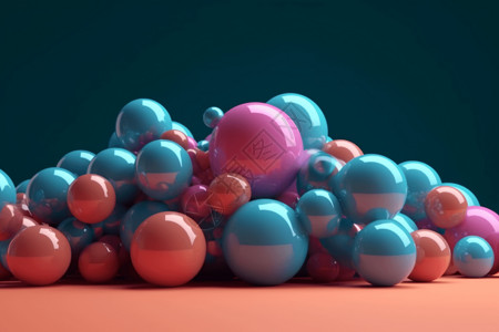 弹力的3d渲染珠光色弹力球设计图片