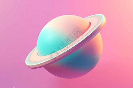 环状形的有趣的超软星球环绕粉色背景插画