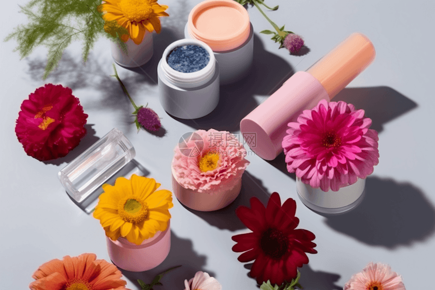 花卉化妆品容器设计图图片