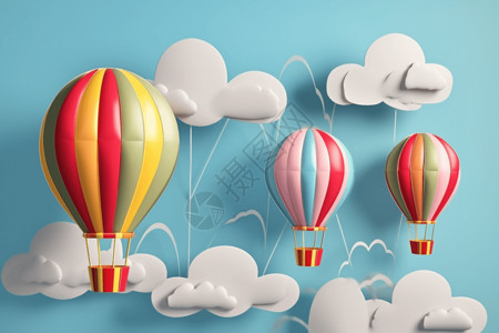 3d云热气球图片