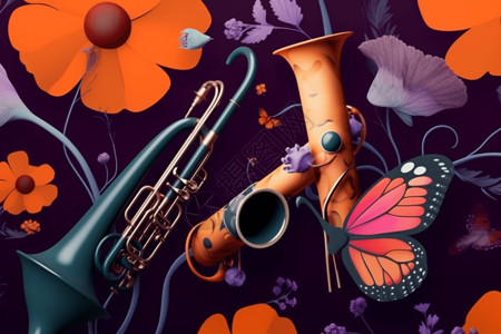 乐器管蝴蝶花抽象壁纸图片