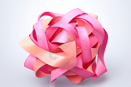 折叠丝带粉红丝带形状抽象分层簇背景