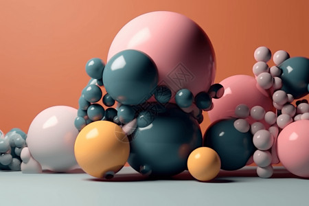创意粉色插图创意挤压球体3d插图背景