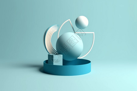 蓝色悬浮球抽象几何形状3D背景背景