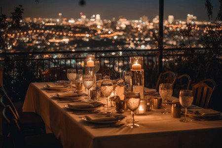 烛光晚餐情侣优雅的餐桌背景设计图片