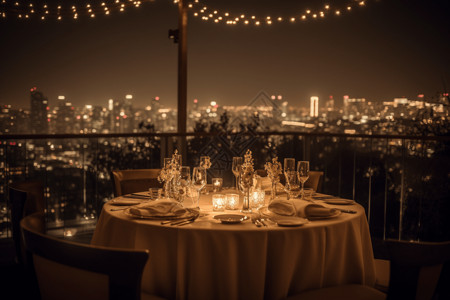 浪漫餐桌户外晚餐背景设计图片