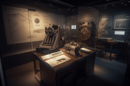 古老时钟被展览的工业器械设计图片
