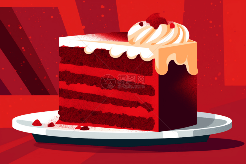 红色天鹅绒蛋糕图片