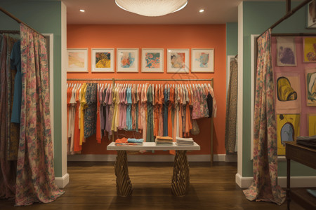 很多衣服彩色服装精品店设计图片