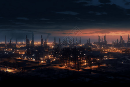 夜晚的现代工厂背景图片