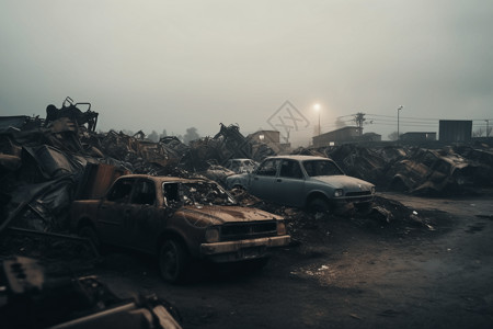 城市垃圾场背景图片